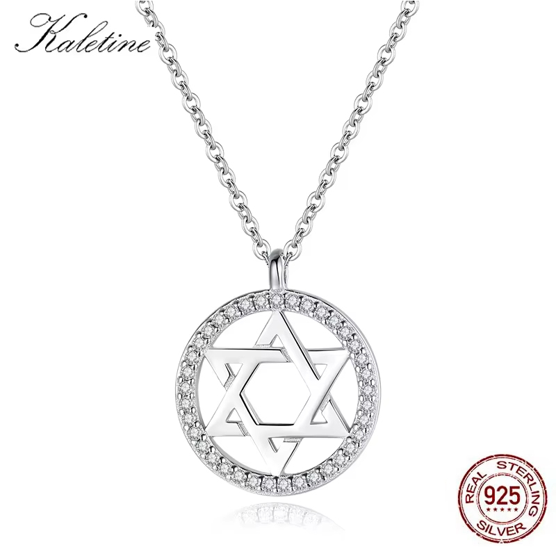 925 Sterling Silver Chain Necklace Men - KALETINE Jewish Magen Star of David