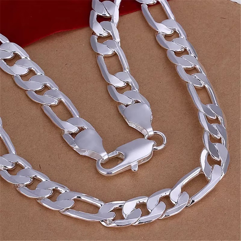925 Sterling Silver Necklace F - Cuban Link Chain 12Mm ulasan dan harga