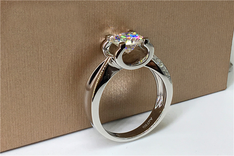 Custom Solid 14K Au585 White G - Moissanite Engagement Ring 1 Carat ulasan dan harga