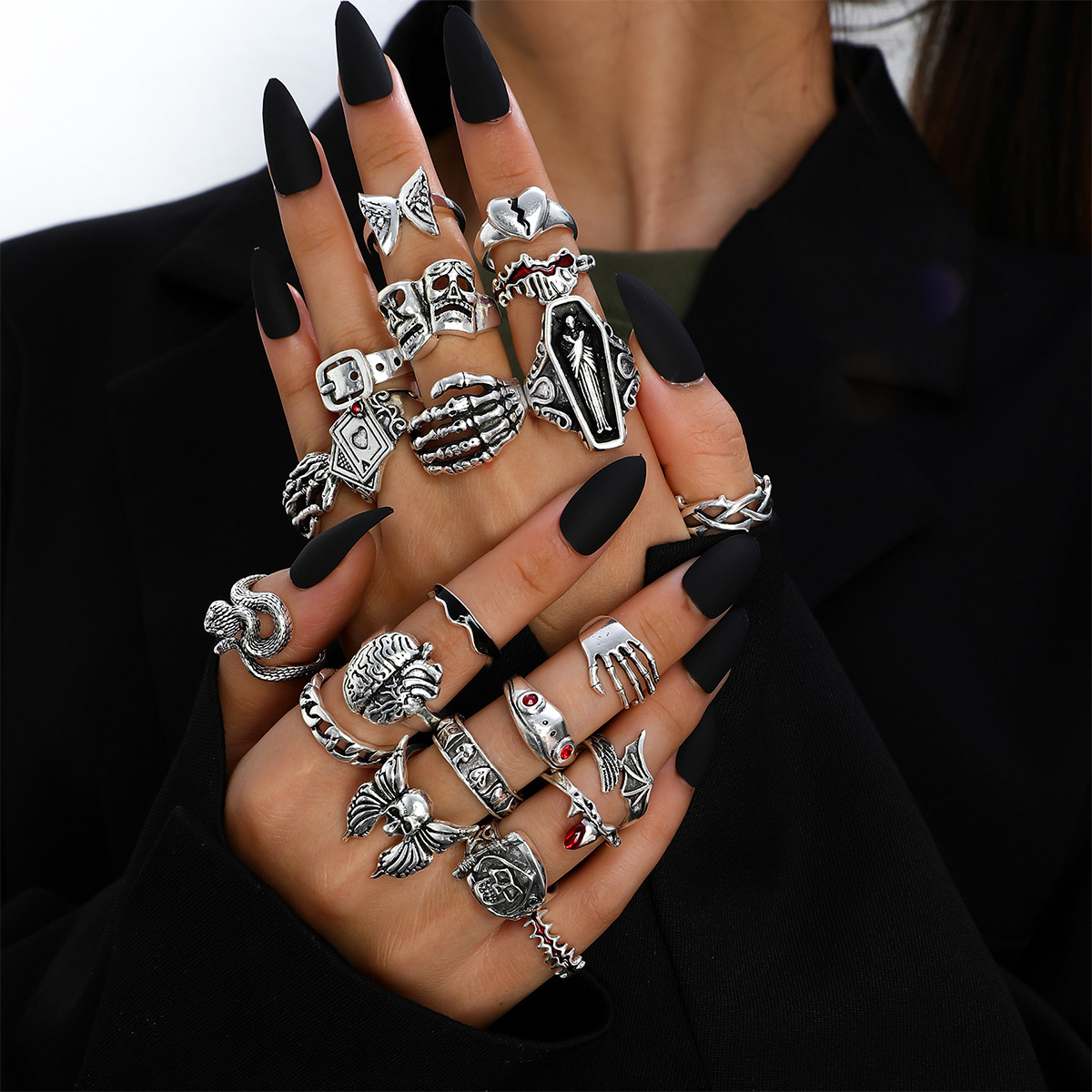 23Pcs Punk Geometric Knuckle F - Vintage Punk Knuckle Rings Set ulasan dan harga