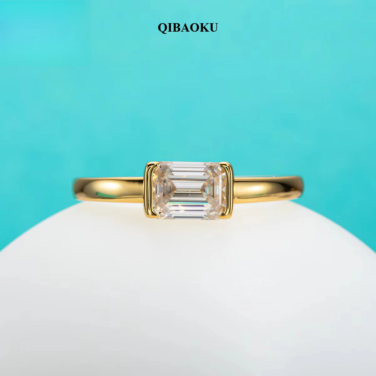 FCGJHW 1 Carat Emerald Cut D C - Moissanite Engagement Ring 1 Carat ulasan dan harga